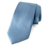 Spring Notion Men's Solid Color Satin Microfiber Tie Steel Blue