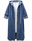 Yeokou Women's Distressed Autumn Loose Baggy Long Denim Jean Trucker Shirt Jacket