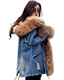 Aofur Plus Size Women's Long Hooded Parka Coat Warm Winter Overcoat Faux Fur Collar Qulited Jacket (XX-Large, Classic Denim)…