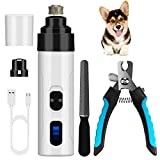 ATESON Dog Nail Grinder and Clippers with Safety Guard, Rechargeable Pet Nail Trimmers with Quite Low Noise for Large Medium Small Dogs and Cats, Pet Claw Grinder Clipper File