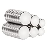 SMARTAKE 45 Pcs Refrigerator Magnets, 3 Sizes Small Round Office Magnets, Multi-Use Premium Brushed Nickel Coating Magnets for Fridge, Whiteboard, Billboard in Home, Kitchen, Office and School, Silver