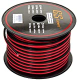 16 Gauge Stranded Copper Clad Aluminum 100’ Red / 100’ Black Bonded Zip Cord Wire for 12 Volt Automotive Harness Car Audio Hookup Amplifier LED Light Wiring