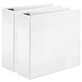 Amazon Basics Economy 3 Ring Binder, Showcase View Binder with 3 Inch D-Ring, White, 2-Pack