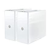 5 Inch 3 Ring Binder, Heavy Duty Professional D Ring Binders 5”, Extra Large Wide Clear View Binder, for 8.5 x 11 Inch Sized Sheets - Presentation Folder for Pages, Documents (2 Pack, White)