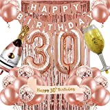 30th Birthday Decorations for Women, Rose Gold 30 Birthday Party Decoration for Her, 30th Happy Birthday Banner Kits Rosegold Balloons Decoration for Girls Women 30th Birthday Party Supplies
