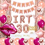 30th Birthday Decorations for Women Rose Gold Happy 30th Birthday for Her 30 Party Supplies Dirty 30 Balloons Sash Cake Topper