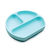 Bumkins Silicone Grip Dish, Suction Plate, Divided Plate, Baby Toddler Plate, BPA Free, Microwave Dishwasher Safe – Blue