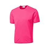 Clothe Co. Mens Short Sleeve Moisture Wicking Athletic T-Shirt, Neon Pink, S