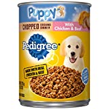PEDIGREE CHOPPED GROUND DINNER Puppy Canned Soft Wet Dog Food With Chicken & Beef, 13.2 oz. Cans (Pack of 12)