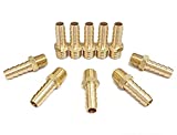 T TANYA HARDWARE Pipe Fitting and Air Hose End Fitings, 3/8" Barb x 1/4" NPT Male Thread Pipe, Solid Brass, Male Pipe, Adapter - 10 Piece