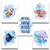 Rn Art Studio Finding Nemo Watercolor Wall Art Decor - Set of 5 8x10 inch - Finding Nemo Party Decorations Posters For Boys Room, Girls Room - Kids Playroom Bedroom Decorations - UNFRAMED
