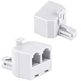 Uvital RJ11 Duplex Wall Jack Adapter Dual Phone Line Splitter Wall Jack Plug 1 to 2 Modular Converter Adapter for Office Home DSL Fax Model Cordless Phone System, White(2 Packs)