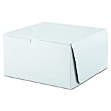Southern Champion Tray 0977 Premium Clay Coated Kraft Paperboard White Non-Window Lock Corner Bakery Box, 10" Length x 10" Width x 5-1/2" Height (Case of 100)