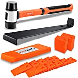 REXBETI 43-Piece Upgraded Laminate Wood Flooring Installation Kit with Solid Tapping Block, Long and Wider Pull Bar, Diameter 1 9/16" Reinforced Double-Faced Mallet and 40 Spacers