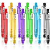 12 Pieces Click Eraser Pen Pen-Style Erasers Retractable Push-Type Eraser Pen Portable Rubber Stick Erasers Mechanical Grip Eraser for Home School Office Painting Drawing Writing, 6 Colors