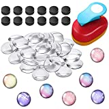 Colzzy 41 Pieces Fridge Magnets Craft Set Include Craft 1-Inch Paper Punches Round Disc Ferrite Ceramic Magnets with Transparent Glass Cabochons for Craft DIY Fridge Office Locker Whiteboard Making