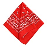 Large Bandana Handkerchiefs - Head Bandannas for Men & Women - Colorful Paisley Cowboy Bandana Pack - Red