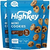 HighKey Chocolate Chip Mini Cookies - Gluten Free Sugar Free Keto Snack Low Carb Snacks Healthy Protein Diabetic Dessert Food Low Sugar Treat Ketogenic Diet Friendly Sweets No Carb Foods 3 Pack