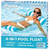 Aqua 4-in-1 Monterey Pool Float & Hammock - Multi-Purpose, Inflatable Pool Floats for Adults - Patented Thick, Non-Stick PVC Material - Light Blue