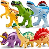 6 Pack Inflatable Dinosaur Toys with Air Pump, Blow up Jumbo Dino Figure Set for Kid Boy Girl Toddler Indoor & Outdoor, Perfect for Floating Bathtub Toy, Birthday Supplies and Pool Party Decorations