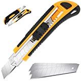 DIYSELF Knife 1 PC Utility Knife Retractable Box Cutters, 18mm Utility Knife Blades, Blade Storage Design, Extra 2 PCS Snap Off Blades Included, Quick-Change Blades Box Cutter for Home, Work