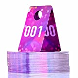 Live Plastic Number Tags Consecutive Live Number Tag, 1.97x3.15 Inch (5x8cm),Normal and Reverse Mirror Image Number Cards for Live Sales, Hanger Cards for Clothes, Reusable (1-100, Pink Spots)