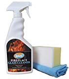 Quick N Brite Fireplace Glass Cleaner Kit with Cloth and Sponge, Removes Soot, Smoke, Creosote, and more, 24 oz, 1-Pack