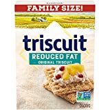 Triscuit Reduced Fat Whole Grain Wheat Crackers, Vegan Crackers, Family Size, 11.5 oz