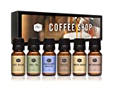 Coffee Shop Set of 6 Fragrance Oils - Premium Grade Scented Oil - 10ml - Coffee, Café Mocha, Chai Tea, Hot Chocolate, Blueberry Muffin, French Vanilla