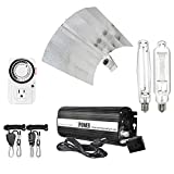 iPower 1000W HPS MH Digital Dimmable Grow Light System Kit 19-Inch Gull Wing Reflector with Electronic Ballast, Two Bulbs, Timer and Hanger Rope