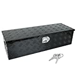 TYFYB 39"X13"X10" Black Aluminum Heavy Duty Pick-Up Truck Bed 5 Bar Tread Tool Box Trailer Storage Tool Box With Lock & Keys