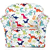 Costzon Kids Sofa, Children Armrest Chair with Pattern, Toddler Furniture w/Sturdy Wood Construction for Boys & Girls, Armrest Couch for Preschool Children, Lightweight Children Sofa Chair, Dinosaur