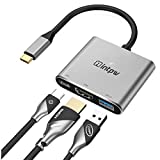 INTPW USB C to HDMI Adapter 4K for MacBook Pro, HDMI Adapter Hub Dock with USB 3.0 Port, Type-C PD Charging Port Compatible w/MacBook Air 2018/Chromebook Pixel/Dell XPS13, Space Grey