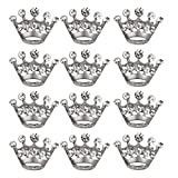ULTNICE 12pcs Tiara Crown Brooch Pin Wedding Party Pageant Brooch (Silver)