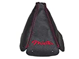 The Tuning-Shop Ltd For Mazda Mx-5 Mk1 NA 1989-97 Shift Boot Black Leather Red MIATA Embroidery