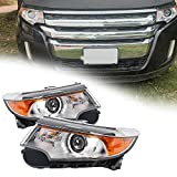 ECOTRIC Pair Front Headlamp Driver Passenger Side Headlights Assembly Compatible with 2011-2013 Ford Edge Replacement for BT4Z-13008-B
