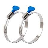 ISPINNER 2pcs 6 Inch Key-Type 304 Stainless Steel Worm Gear Hose Clamps, Adjustable Size Range 130-152mm Clamps for Dryer Vent, Dust Collector and Automotive