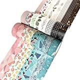 Washi Tape Set - 16 Rolls of 15 mm Wide Decorative Colored Tape for Scrapbooking, Bullet Journals, Planners, DIY Decor & Craft Supplies