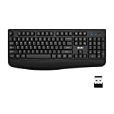 Wireless Keyboard, EDJO 2.4G Ergonomic Full Size Wireless Computer Keyboard with Wrist Rest for Windows, Mac OS Desktop/Laptop/PC（Black）