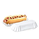 C&S Event Supply Co. 75 Pcs Hot Dog Trays - 6'' Paper Food Trays - Rectangular White Fluted Hot Dog Tray - Disposable Food Tray for Sandwiches and Hamburgers - Heavy Duty Paper Tray for Food Stands