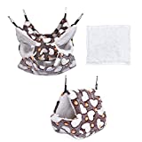 Petmolico 3 Pieces Ferret Cage Hammock Set - Triple Layer Plush Rat Hammock and Hanging Tent Bed and Warm Bed Mat for Sugar Glider, Rat, Ferret, Chincilla, Hamster, Guinea Pig, Coffee Hearts