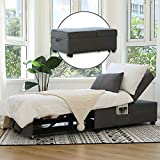 Cynefin Futon Chair with Lumbar Pillow and 3 Side Pockets, Convertible Chair Sleeper Bed, 4 in 1 Ottoman Bed,Chaise Lounge Indoor, Tufted Fabric Gray