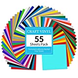Lya Vinyl 55 Pack Permanent Adhesive Vinyl Sheets for Decor Sticker, Party Decoration, Car Decal - 43 Color Vinyl for Cutting Machine, Craft Cutter