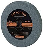 AmaCupid Bench Grinding Wheel 6 inch, for Sharpening Hard Alloy Tools, Products of Non-Metallic Materials. Green Silicon Carbide Abrasive. 1/2 Inch Arbor, 3/4 inch Thickness, 80 Grit