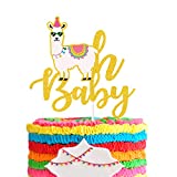 Oh Baby LLama Cake Topper, Baby Shower,Gender Reveal ,Llama Cactus Party Decorations Supplies，Mexican Fiesta and Cino De Mayo Cactus Llama Cake Decor.