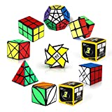 Roxenda Speed Cubes, [10 Pack] Speed Cube Set - 2x2x2 3x3x3 2x2x3 Mirror Axis Windmill Fisher Megaminx Pyramid Ivy Cube Smooth Magic Cubes Puzzles Collection