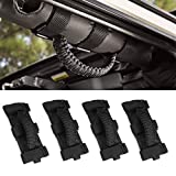 Roll Bar Grab Handles Straps Handles Compatible with Jeep Wrangler YJ TJ JK JL & Gladiator JT 1985-2020 4Pcs Black Grip Handles