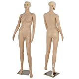 ZENY Full Body 68.9" Height Realistic Female Mannequin Display Head Turns Dress Form w/Base, Detachable Plastic Slapped Adjustable Dressmaker Dummy Standing Adult Plastic Mannequin