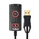 [Upgrade] 1Mii USB Sound Card USB to 3.5mm Jack Audio Adapter - Virtual 7.1 Surround Sound - USB Adapter for PS4/PC/MAC/Stereo Headsets, External Sound Card No Drivers Needed Plug and Play