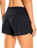 CRZ YOGA Women's Quick-Dry Athletic Sports Running Workout Shorts with Zip Pocket - 4 Inches Black Small